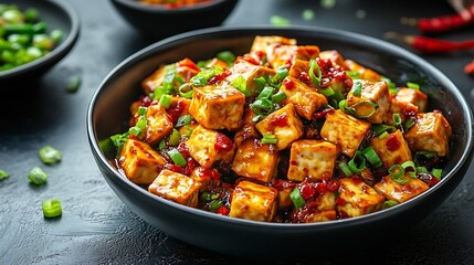 Poster - MaPo Tofumapotofustirfried tofu in hot sauceSichuan cuisineChinese foodfood photography : Generative AI
