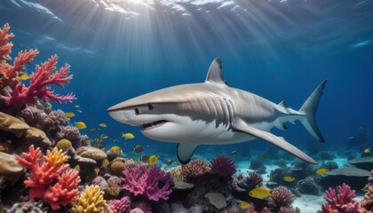 Wall Mural - shark in the sea.