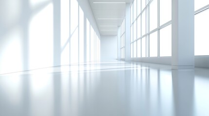 Fototapete - Abstract blurred modern workspace background white indoor interior office or hospital with window and the light with copy space Blurry backgrounds for advertising and business presenta : Generative AI