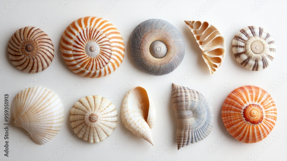 Collection of Seashells with Varied Shapes, Colors, and Textures Stock ...