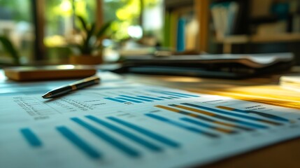 Fototapete - Meeting to discuss budget analysis and growth charts of the real estate business Analyzing the cash flow income expenses and profit and loss of the property : Generative AI