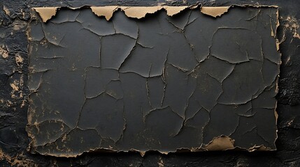 Aufkleber - Old Black Empty Aged Vintage Retro Damaged Paper Cardboard Photo Card Blank Frame Front and Back Side Rough Grunge Shabby Scratched Texture Distressed Overlay Surface for Collage High  : Generative AI