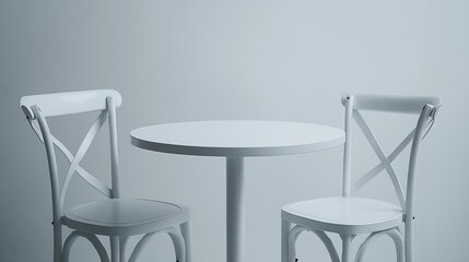 Wall Mural - white round table and two chairs isolated on a white background : Generative AI