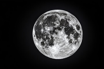 full moon close-up on a black background, high-definition photography