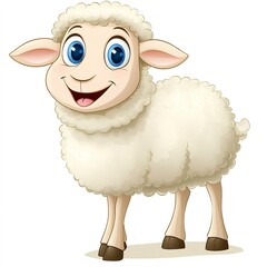 Wall Mural - happy cute sheep cartoon clipart on plain white background 