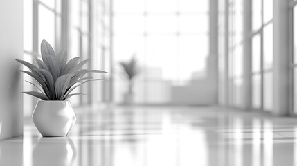 Poster - Abstract blurred modern workspace background white indoor interior office or hospital with window and the light with copy space Blurry backgrounds for advertising and business presenta : Generative AI