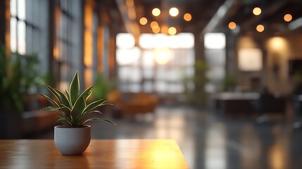 Leinwandbilder - Blurred empty open space office Abstract light bokeh at office interior background : Generative AI