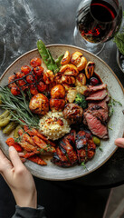 Canvas Print - Roasted Meat & Veggies Plate.