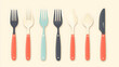 © Siasart Studio - Set of colorful cutlery with red handles.