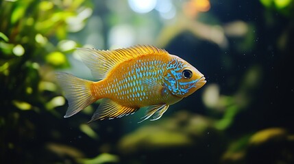 Poster - Beautiful fish in the home aquarium tank  April32023  Rampur uttar pradesh india : Generative AI