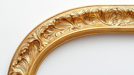 Aufkleber - Curved antique gold picture frame Canvas on white background : Generative AI