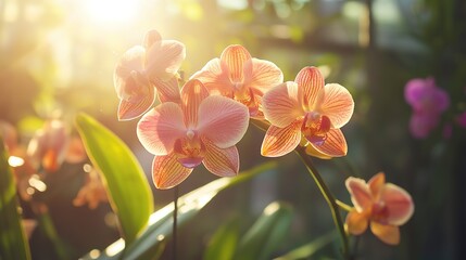 Poster - Orchid flowers in greenhouse with bright lighting