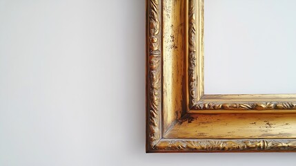 Aufkleber - Antique Gold Brown Classic Old Vintage Wooden Rectangle mockup canvas frame isolated on white background Blank and diverse subject moulding baguette Design element use for paint mirror : Generative AI