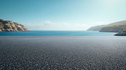 Poster - Empty asphalt road at the seaside and natural landscape background : Generative AI