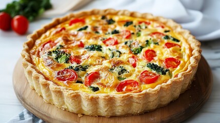 Poster - Freshly baked vegetable quiche ready to serve 