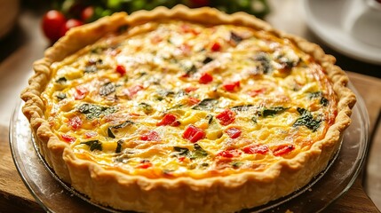 Poster - Freshly baked vegetable quiche ready to serve 