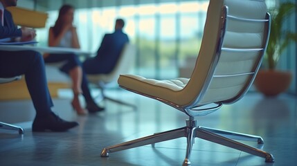 Aufkleber - Group of business people discussing business in a meeting room with one empty chair : Generative AI