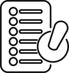 Wall Mural - Line icon of a hand turning a button to activate a checklist, representing the concept of starting a business process