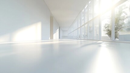 Poster - Abstract blurred modern workspace background white indoor interior office or hospital with window and the light with copy space Blurry backgrounds for advertising and business presenta : Generative AI