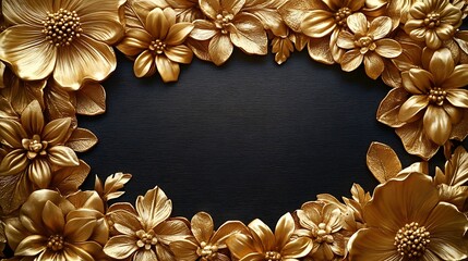 Aufkleber - Ornamental bordered golden frame Floral frameDecorative creative golden frame : Generative AI