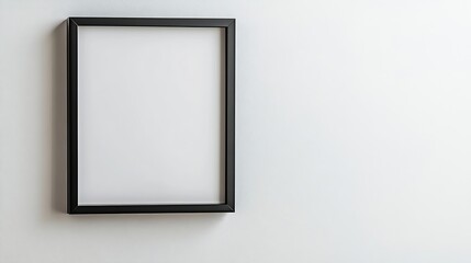 black picture frame on white wall Stylish modern photoframe for poster or picture : Generative AI