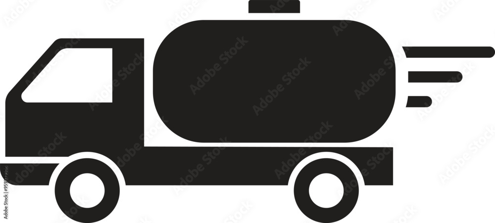 Oil tank truck icon, fuel truck icon with fire sign, fuel truck icon with denger sign