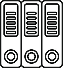 Poster - Simple black and white vector illustration of three office folders standing in a row