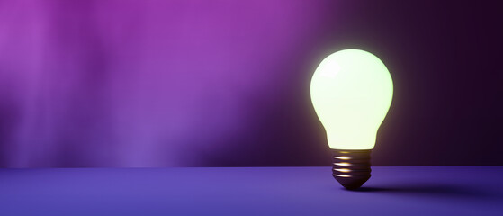 Wall Mural - Light bulb on a colored background - 3D render