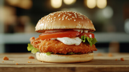 Canvas Print - Crispy Chicken Burger.