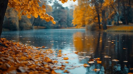 Poster - Autumn foliage in Catherine park Pushkin Saint Petersburg Russia : Generative AI