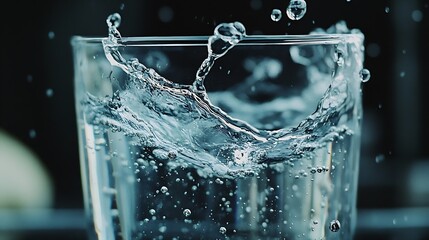 Fototapete - Drink clean water in a glass and the bubbles look like splashes and waves : Generative AI