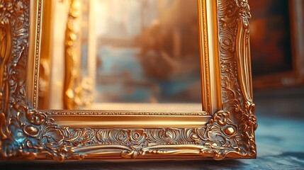 Aufkleber - Horizontal Golden Frame a lavish accent for your cherished moments Enhance and showcase your memories in style with this exquisite touch of luxury : Generative AI