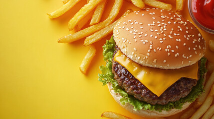 Wall Mural - Cheeseburger & Fries.