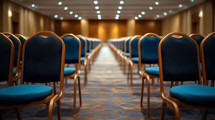 Aufkleber - Rows of empty chairs in large Conference hall for Corporate Convention or Lecture : Generative AI