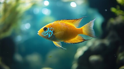 Poster - Beautiful fish in the home aquarium tank  April32023  Rampur uttar pradesh india : Generative AI