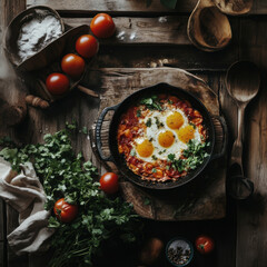 Wall Mural - Eggs in Tomato Sauce.