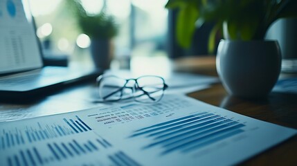 Fototapete - Meeting to discuss budget analysis and growth charts of the real estate business Analyzing the cash flow income expenses and profit and loss of the property : Generative AI