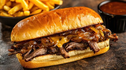 Delicious Philly Cheesesteak Sandwich with Caramelized Onions