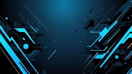 Wall Mural - Black and blue abstract 3d background. Generative Ai.