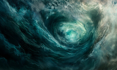 Wall Mural - Abstract swirling ocean waves with a vortex in the center.