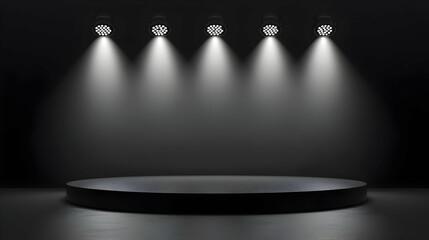 Black Stage Podium with Spotlight