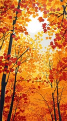 Wall Mural - Autumn maple leaves set pattern poster background