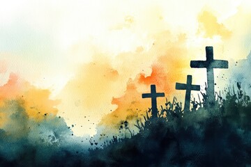 Wall Mural - All Saints Day. Watercolor christian background,copy-space with generative ai