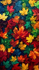 Wall Mural - Autumn maple leaves set pattern poster background