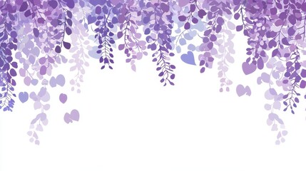 Wall Mural - Purple Floral Border with White Background