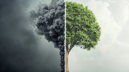 Wall Mural - Smoke and Tree Split Sky Environmental Concept