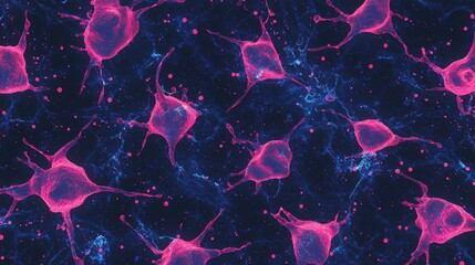 Poster - Abstract Cell Structure with Pink and Blue Hues