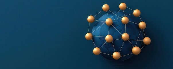 Digital interface forming a global community, connected world, flat design illustration