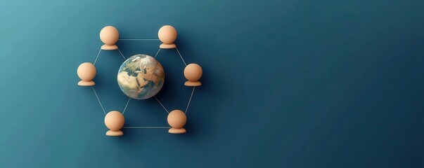 Digital interface forming a global community, connected world, flat design illustration