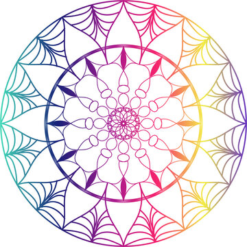 Mandala Line Illustration, colorful mandala design, gradient mandala